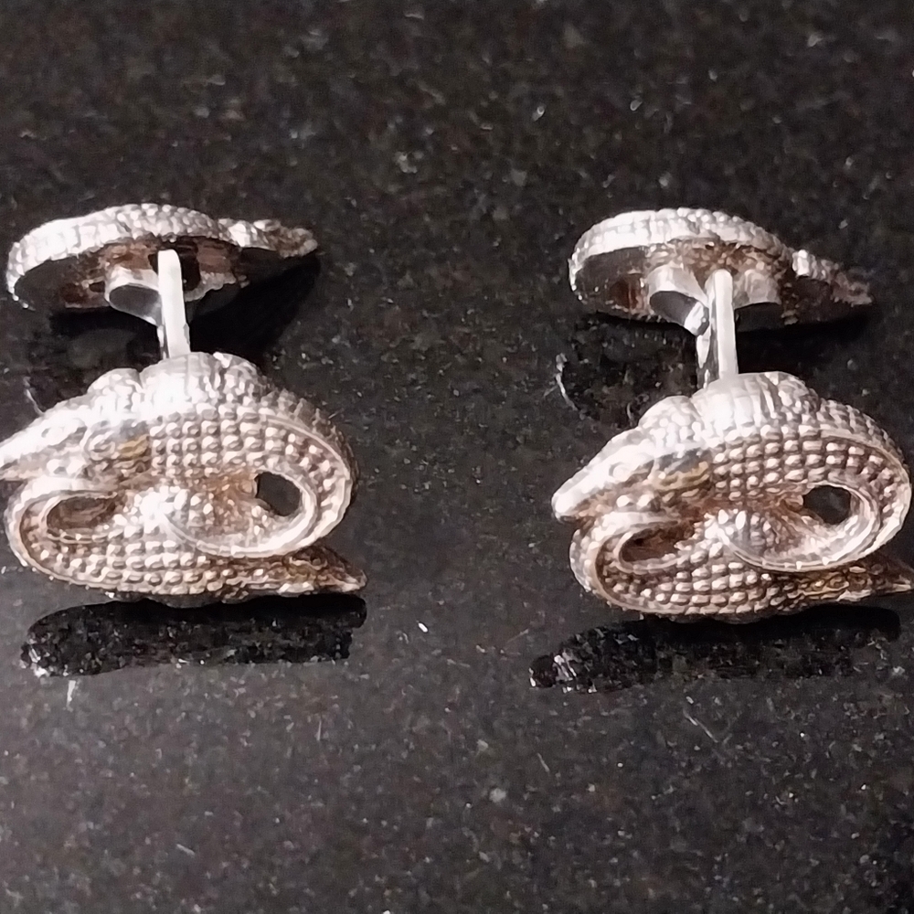 Patrick Mavros Alligator Cufflinks In Silver